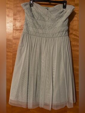 BCBGMaxAzria Strapless Sage Green Tulle Dress HTF Size 12